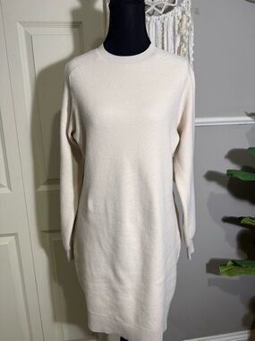Scoop Cream Knit Long Sleeve Sweater Dress - Size M